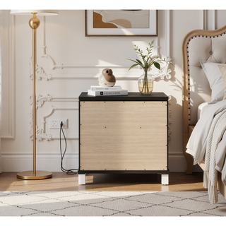 Sunvega Sawyer Nightstand with Two Spacious Drawers and Sparkling Trim