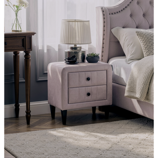 Sunvega Light Pink Velvet Nightstand with 2 Drawers Modern Bedroom Furniture