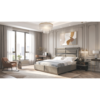 Sunvega Modern Brown Dresser with LED Lights and Six Spacious Drawers
