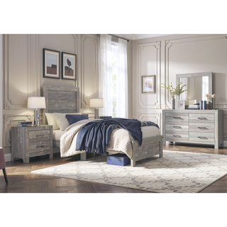 Sunvega Natural Finish Full Bed with Headboard Footboard and Rails