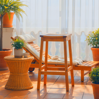 Sunvega Honey Eucalyptus Wooden Outdoor Dining Stool with Weather Resistant Finish