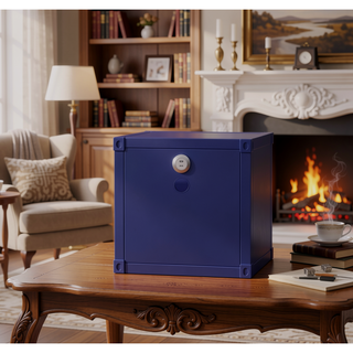 Sunvega Industrial Cargo Blue Nightstand with USB Charging and Open Storage