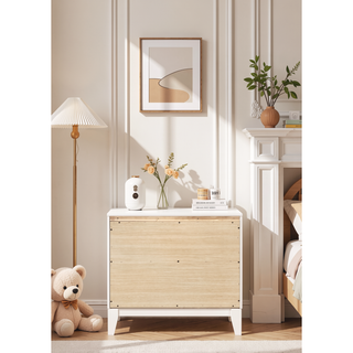 Sunvega Elegant White Finish Nightstand with Two Spacious Storage Drawers
