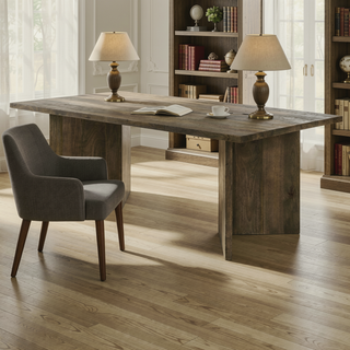 Sunvega Modern Mango Wood Rectangular Dining Table with V-Leg Base for Dining Room