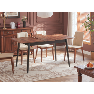 Sunvega Natural and Black Finish Dining Chair with Wooden Turn Legs