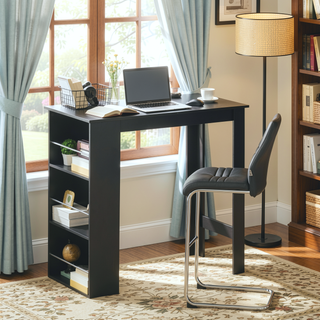 Sunvega Modern Bar Table with 3 Storage Shelves for Kitchen Dining Room Living Room
