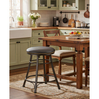 Sunvega Backless Swivel Counter Stool with 360-Degree Swivel and Footrest