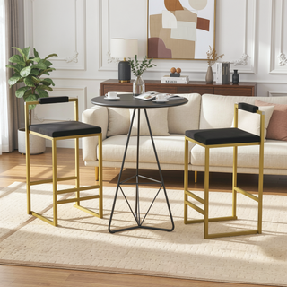Sunvega Upholstered Velvet Bar Stools Set of 2 with Slim Metal Legs for Kitchen Counter