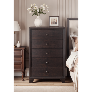 Sunvega Madison Espresso Finish Nightstand with 2 Large Storage Drawers and Wood Frame