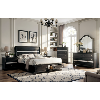 Sunvega Contemporary Gray Nightstand with Silver Accents and Hidden Jewelry Drawer