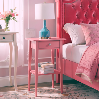 Sunvega Bright Pink Contemporary Nightstand with Durable Construction for Modern Decor