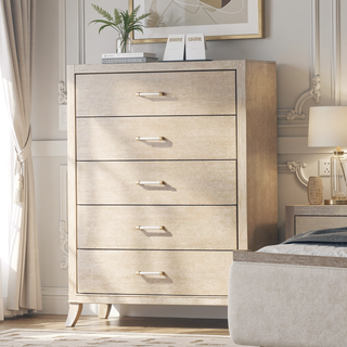 Sunvega Transitional Natural Oak Chest with Dovetail Drawers and Acrylic Handles