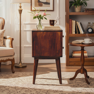 Sunvega Bera Chestnut Bedside Table with 2 Drawers and Nordic Legs