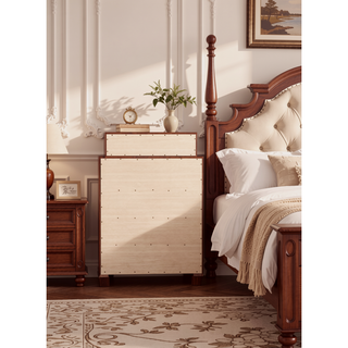 Sunvega Cappuccino Nightstand with Curved Drawer Fronts and Real Wood Veneers