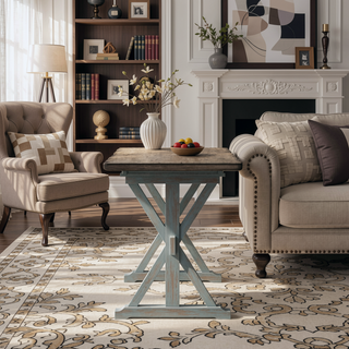 Sunvega Counter Height Casual Dining Table with X Base and Mild Live Edge