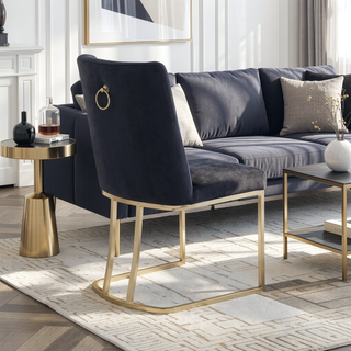 Sunvega Velvet Upholstered Dining Chairs with Gold Metal Legs Set of 2