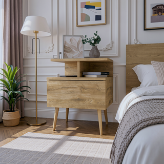 Sunvega Floating Nightstand with 2-Tier Shelf and Spacious Drawer for Easy Storage