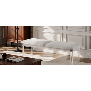 Sunvega Sleek Modern Nightstand with Two Spacious Drawers in Pearl White Finish