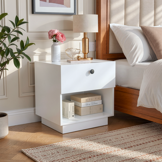 Sunvega Paris Nightstand with Drawer and Open Shelf for Bedroom Storage