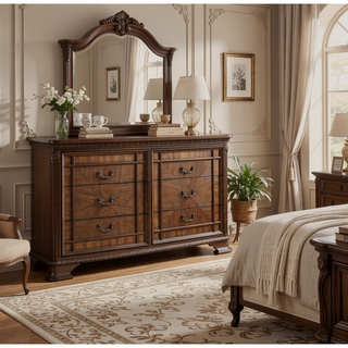 Sunvega Dark Brown Finish Traditional Nightstand with 2 Dovetail Drawers and Cedar Veneer