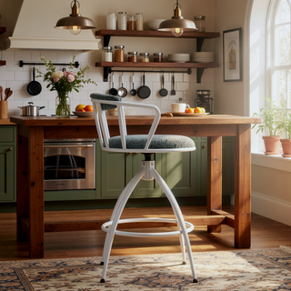 Sunvega Modern Industrial Swivel Bar Stool Set of 2 with Cushioned Fabric Seat