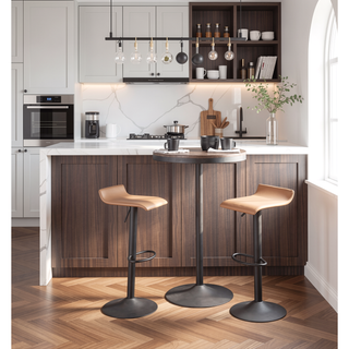 Sunvega Industrial Bar Table with Distressed Wood Top and Metal Frame for Dining