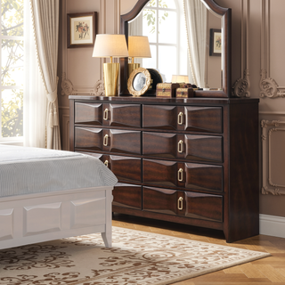 Sunvega Lancaster Espresso Finish Dresser with Eight Spacious Drawers for Bedroom