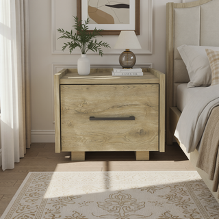 Sunvega Macadamia Floating Nightstand with Roomy Drawer for Bedroom Storage