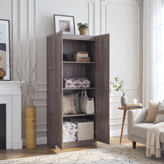 Sunvega Modern Free Standing Wardrobe Closet with 4 Large Adjustable Shelves