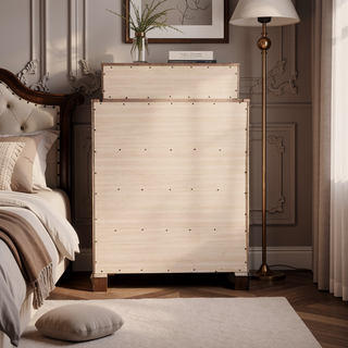Sunvega Cappuccino Nightstand with Curved Drawer Fronts and Real Wood Veneers