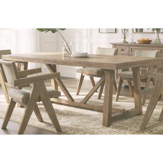 Sunvega Black Contemporary Metal Trestle Base Dining Table Rectangle 1pc