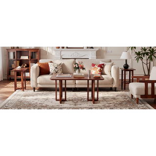 Sunvega Natural Solid Wood Dining Table with Imitation Rattan Legs for Dining Room