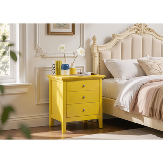 Sunvega Vibrant Casual Yellow Nightstand with Durable Materials and No Assembly Needed