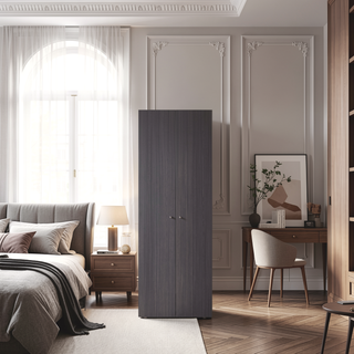 Sunvega 66.9 Inch Tall Oak Wardrobe Cabinet with 4 Shelves and Hanging Rod