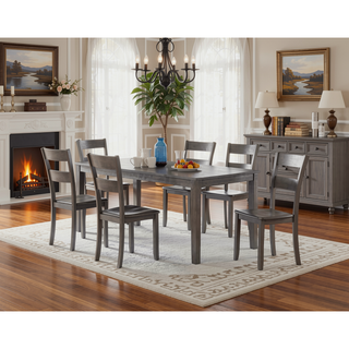 Sunvega Contemporary Rectangular Dining Table with Wood Base and Gray Finish