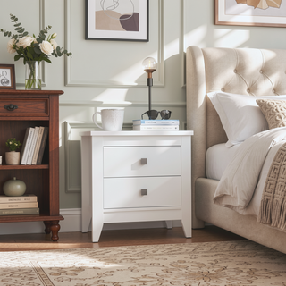 Sunvega High Quality Multifunctional Nightstand with Two Drawers and Superior Top