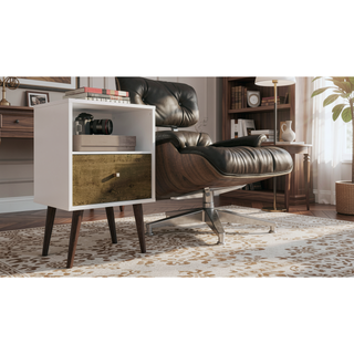 Sunvega Modern Nightstand with Drawer and Cubby for Bedroom or Living Room
