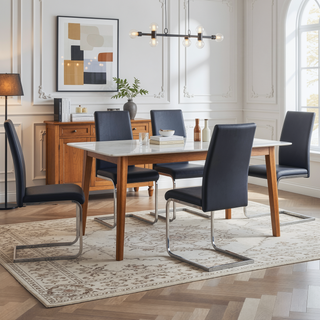 Sunvega Modern PU Faux Leather High Back Upholstered Dining Chairs for Kitchen Office