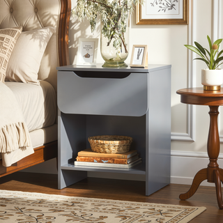 Sunvega Modern Minimalist Nightstand with Single Drawer and Open Cubby