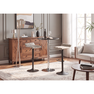 Sunvega Adjustable Contemporary Bar Table with Wooden Top and Chrome Base