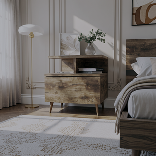Sunvega Floating Nightstand with 2-Tier Shelf and Spacious Drawer for Easy Storage