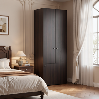 Sunvega Three-Door Cabinet with Three Shelves for Organizing Clothes and Linens