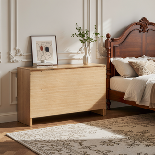 Sunvega Annie White 9-Drawer Dresser with Glittery Front Panel and Hidden Jewelry Drawer