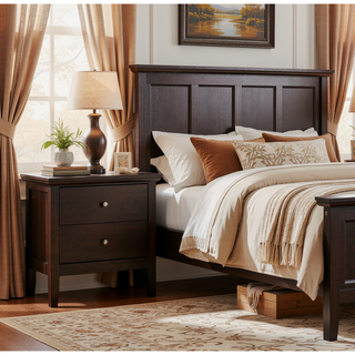 Sunvega Espresso Nightstand with Storage Drawers for Bedroom Décor