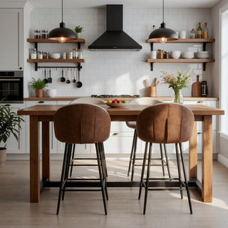 Sunvega Modern Style Counter Height Bar Stools with Upholstered Seats and Metal Legs