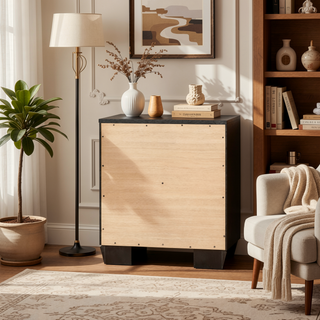 Sunvega Dark Cocoa Rectangular Nightstand with Dual Storage Drawers and Sturdy Wooden Frame