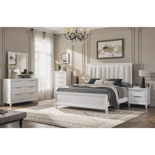 Sunvega Modern White Textured Finish Nightstand with Two Storage Drawers