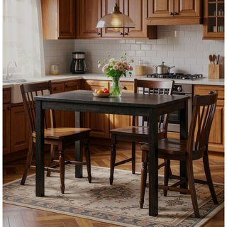 Sunvega Gray 3-Piece Counter Height Dining Set with Button Tufted Stools