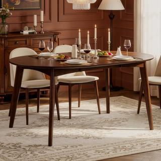 Sunvega Thomson Dark Walnut Oval Extension Leaf Dining Table with Removable Leaf