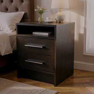 Sunvega Philadelphia Two Drawer Nightstand with Concealed Open Shelf